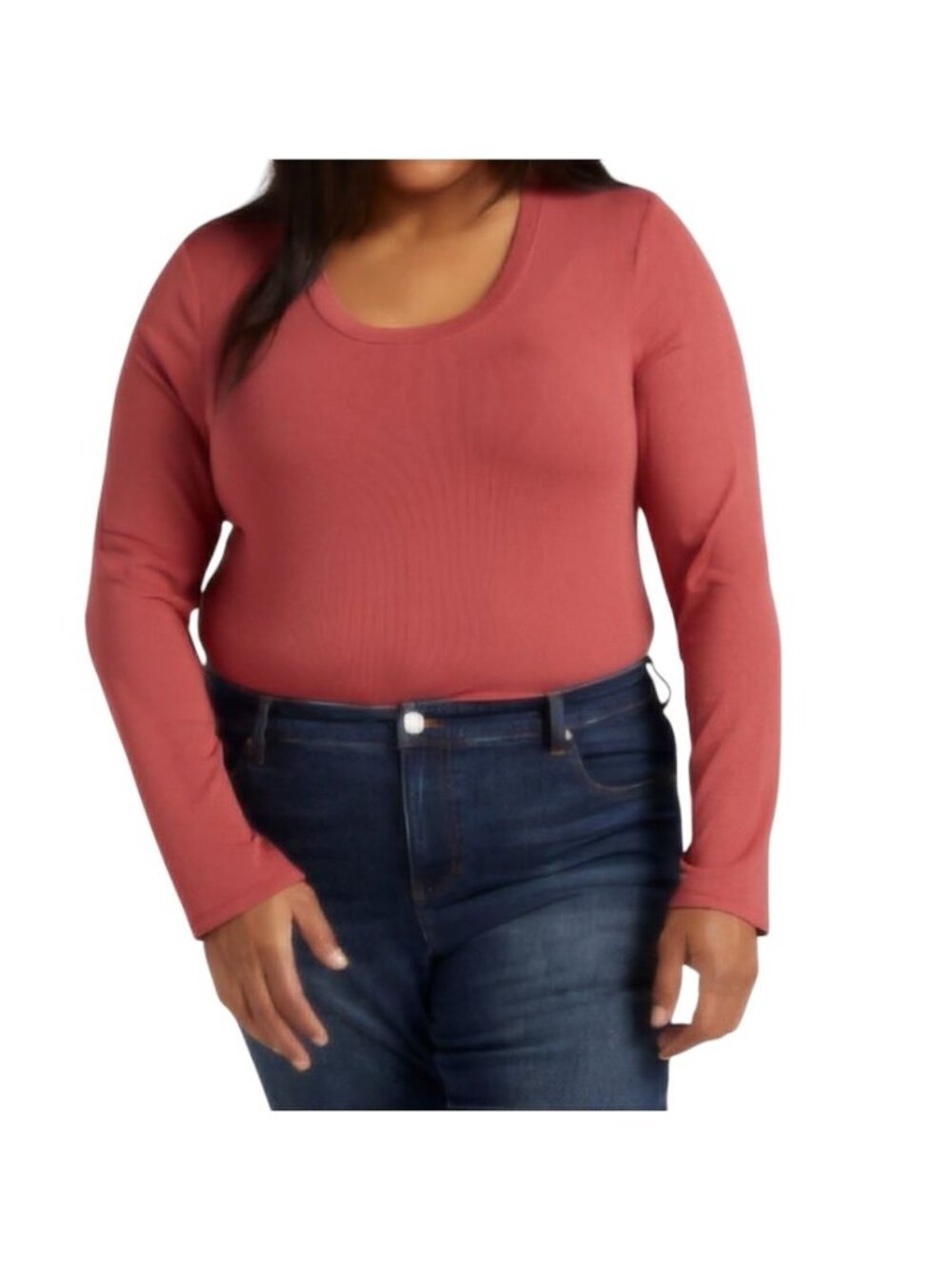 Thread & Supply 2X Lauren Top Cranberry Dusty Rose Long Sleeve Stretch NWT